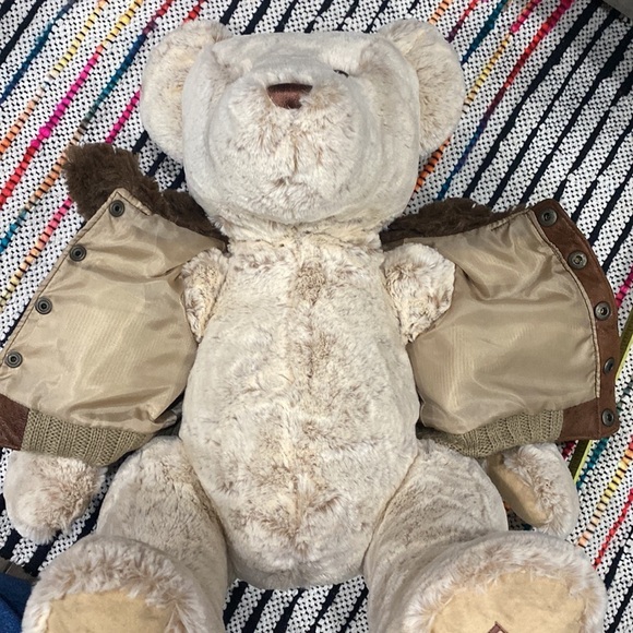 FAO Schwarz Large Brown Teddy Bear with Bomber Jacket Toys R Us Plush - Picture 2 of 7